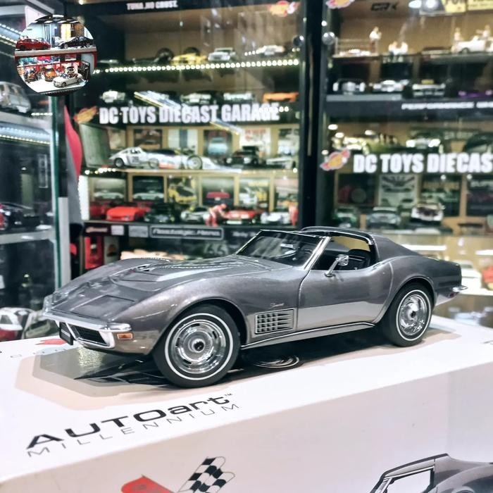 Diecast Chevrolet Corvette 1970 Laguna Grey Metalic By Autoart Millenium Limited Edition 6000pcs Wor
