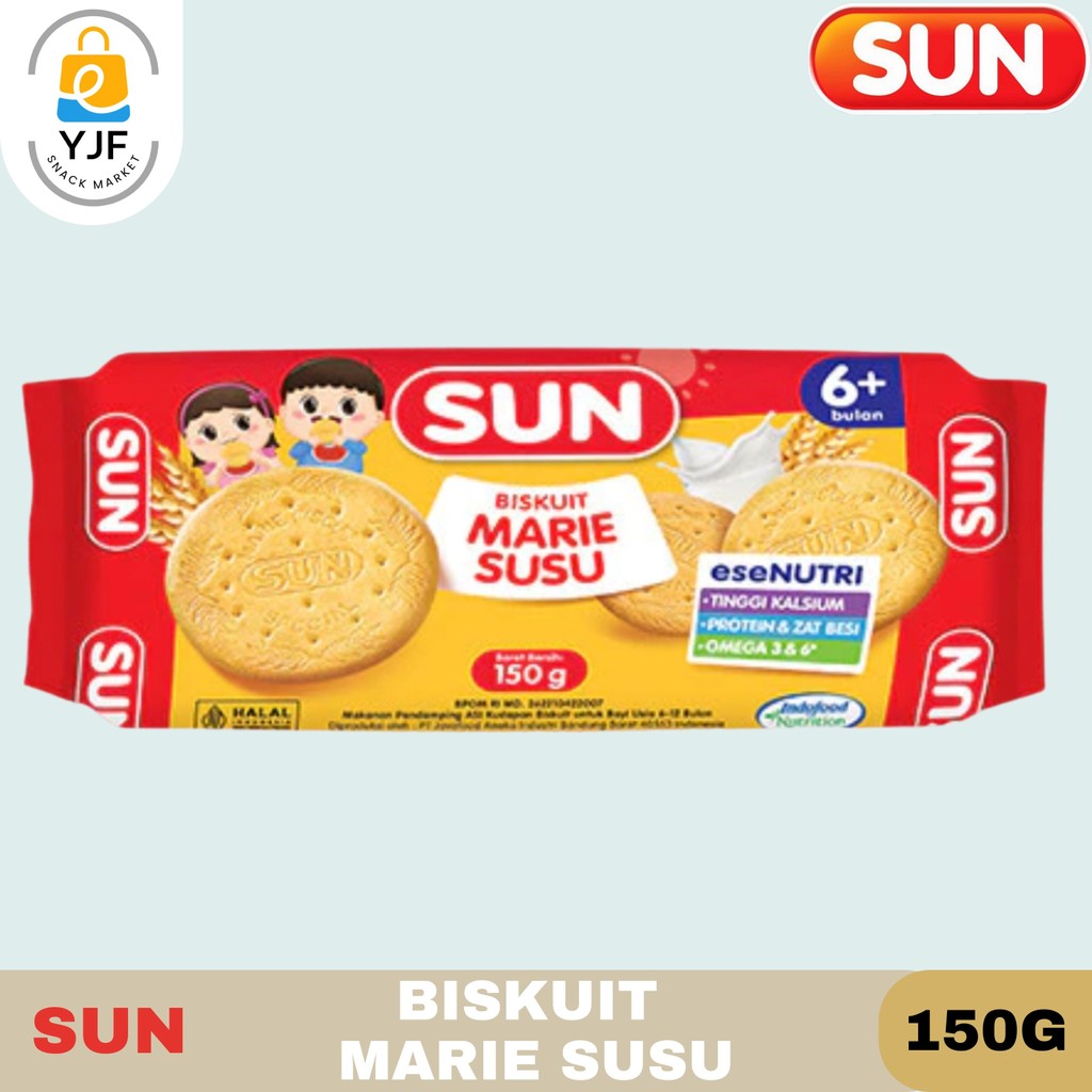 

Sun Marie Biscuit 150g / Biskuit Susu / Untuk Bayi 6 Tahun / Snack Bayi / Kue Susu / Cemilan Bayi