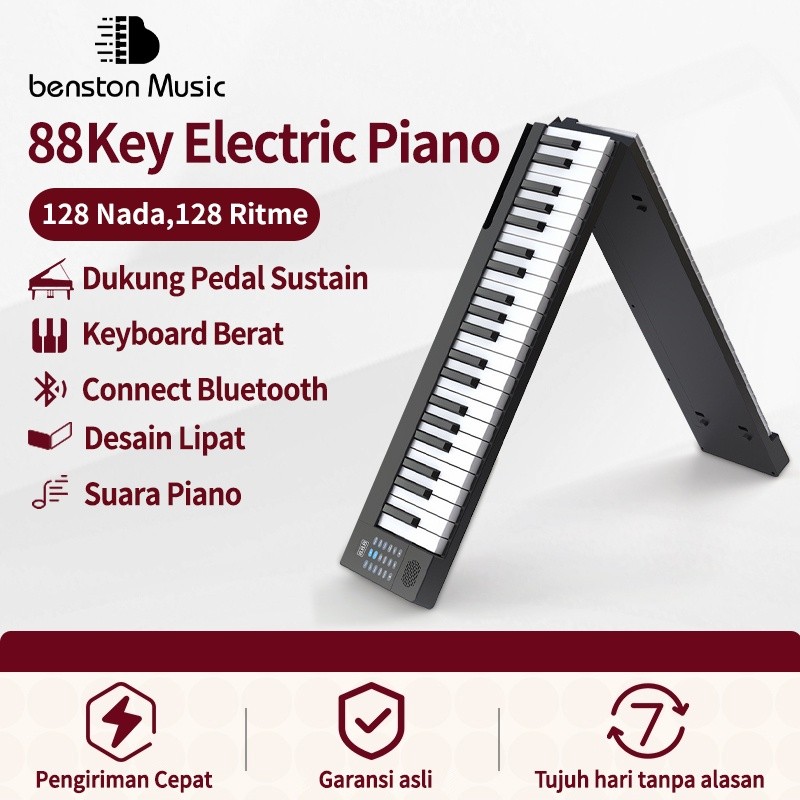 Benston Music- 88-Key Folding Piano, Smart Electric Piano 88-Key Bluetooth Portable Keyboard Keyboar