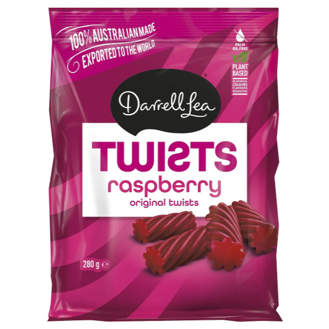 

Darrell Lea Twists Raspberry Liquorice 280g