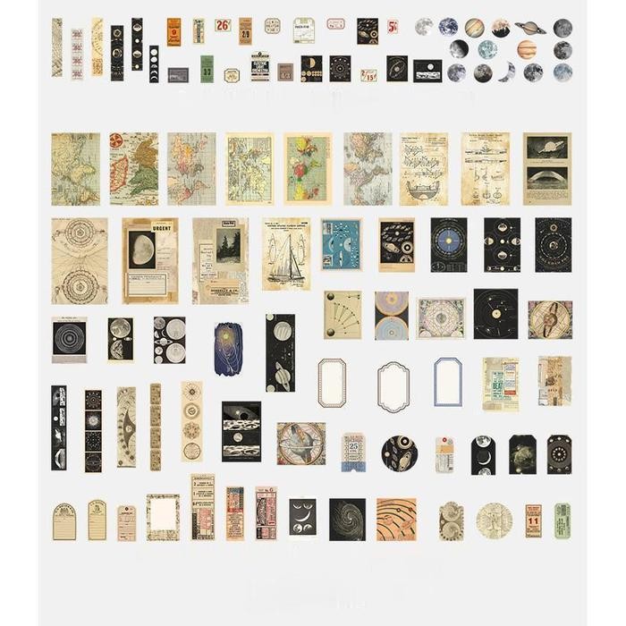 

AHHA Winzige 200pcs Vintage Scrapbook Set Sticker Aesthetic Deco Kertas Jurnal Journal Planner Diary Dekorasi Sticker Kertas - B