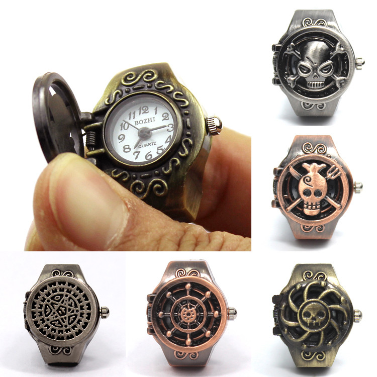 Cincin Tangan Jam Tangan Elegan One Piece Luffy Bentuk Tengkorak Koleksi Antik Original untuk Pemina