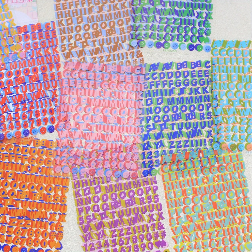 

10sheets Colorful Alphabet Stickers Letter Decals Self-Adhesive Letters Stickers for DIY Crafts Notebook Scrapbook Supplies