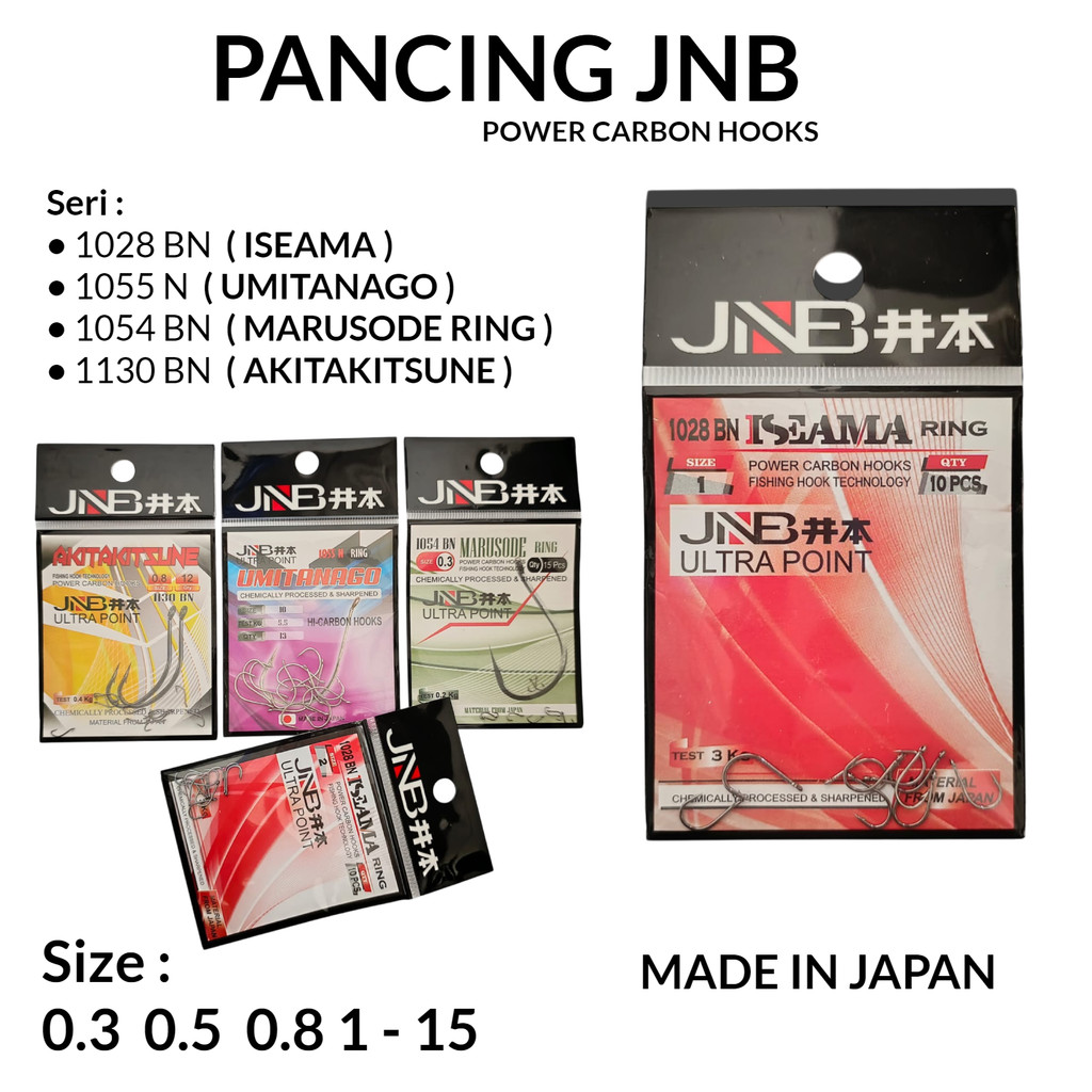 Mata Kail JNB 1028 1054 1130 1055 Iseama Marusode Umitanago Akitakitsune Pancing Carbon Tajam Kuat M