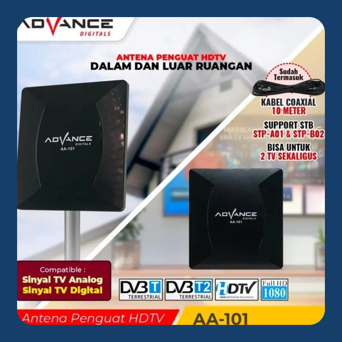 [GRATIS ONGKIR] ADVANCE - Antena TV Indoor Outdoor TV Digital Analog Tabung dan LED (AA-101)