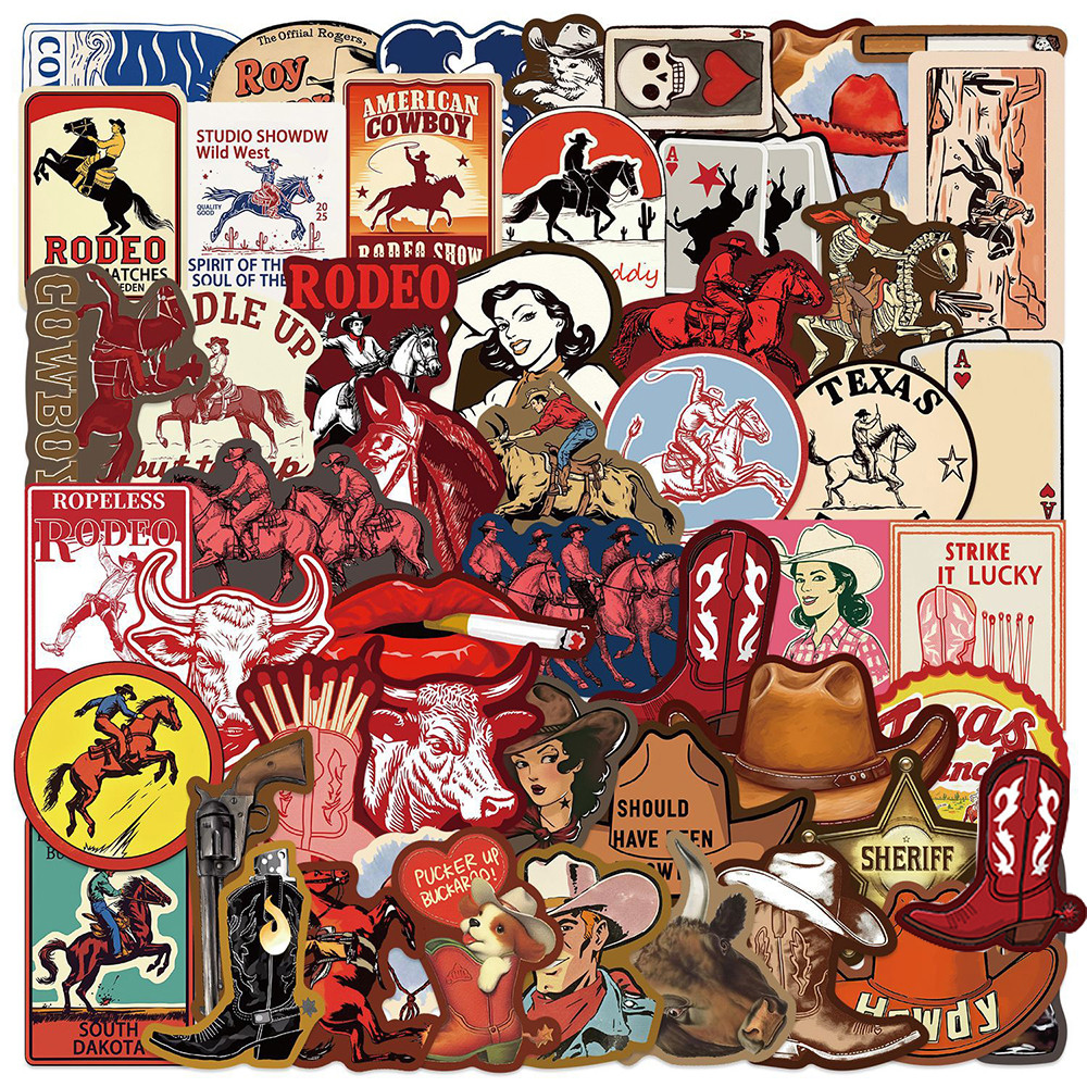 

10/30/50pcs Cool Western Cowboy Graffiti Stickers DIY Fridge Laptop Album Phone Scrapbooking Car Bike Waterproof Sticker Decals