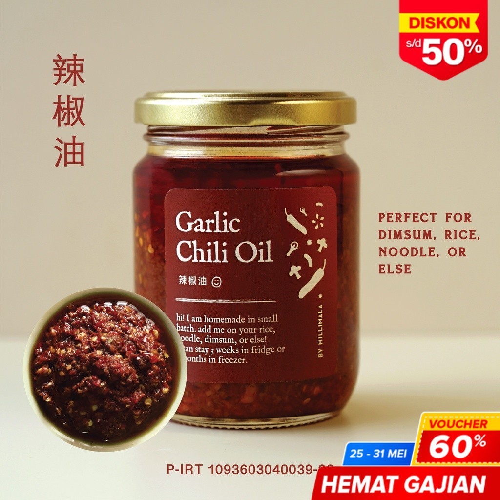 

NEW Garlic Chili Oil - Spicy Szechuan / Sichuan Chilli / Minyak Cabai by Millimala PREMIUM