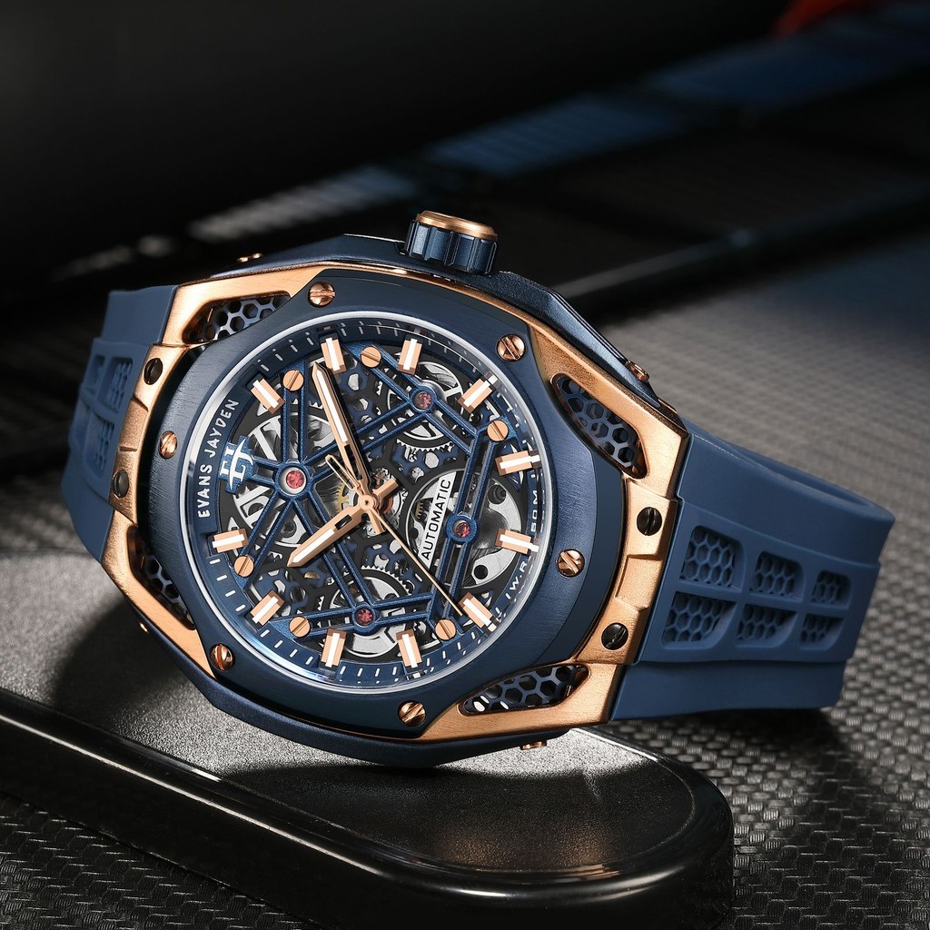 Jam tangan  Evans Jayden Jam Tangan Pria 9622 Rubber Automatic Movement Silicon Kaca Sapphire Chrono