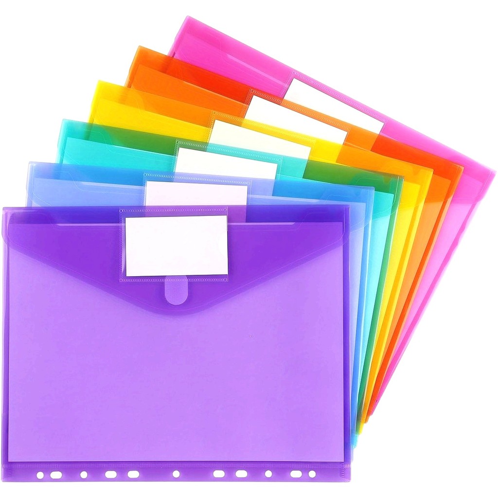 

6-Pcs Colorful Flipchart Pocket Organizer Binder, 11-Hole, Letter Size, with Closed Polymer Flipchart Pockets for School Supplie