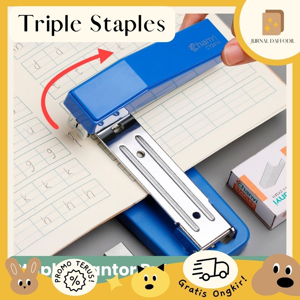 

Jurnal Daffodil - Triple Stapler Staples Putar Multifungsi Jepretan Putar Kantor Stapler Kantor Stepler Rotateable