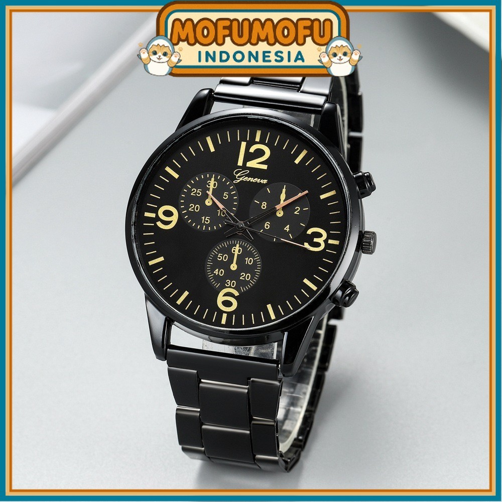 JAM TANGAN PRIA RANTAI ANTI AIR HITAM KEKINIAN TALI PREMIUM TEBAL SIMPLE JAM134B5 YELZO CASUAL KECE 