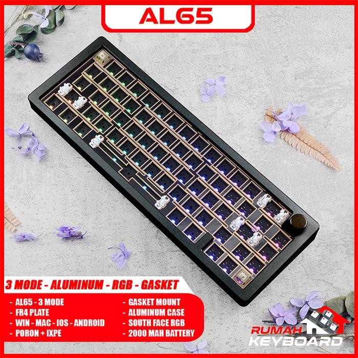 MECHANICAL KEYBOARD - SUGAR65 - 65% - GASKET - SOUTH RGB  - ALUMINUM - BLACK