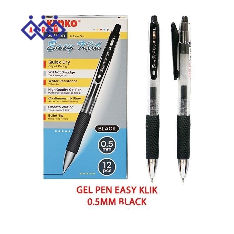 

Pulpen Gel Easy KLIK 0,5 mm Kenko ( Per Lusin ) + Best Seller