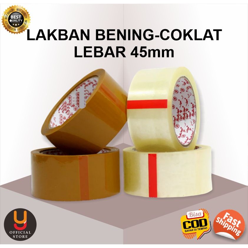 

Lakban Cokelat dan Bening Coklat Clear Tape 45 mm Isolasi Packing Murah Kualitas Daimaru Nachi