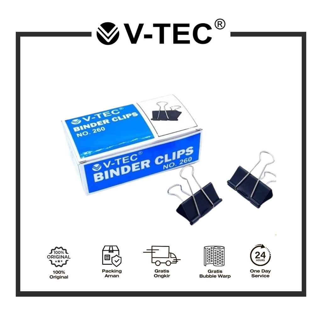

V-TEC BINDER CLIP 155 / 200 / 260 PCS