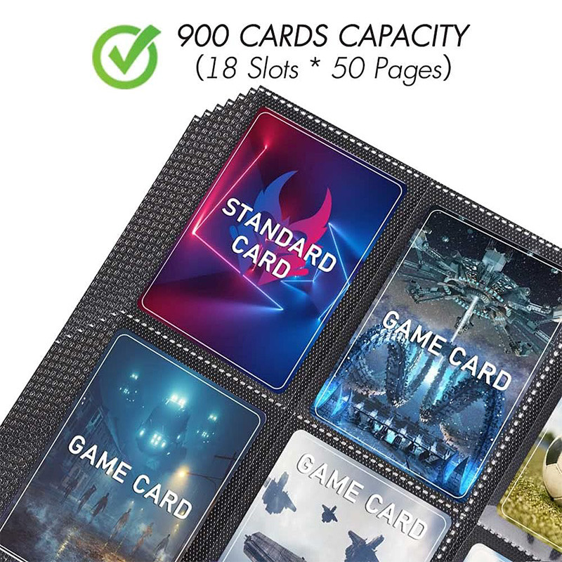 

Trading Card Sleeve Pages 50 Pack 9 Pocket Double-Sided Card Storage Album Pages 3Holes Fit 3 Ring Binder For PKM/MTG/TCG Cards