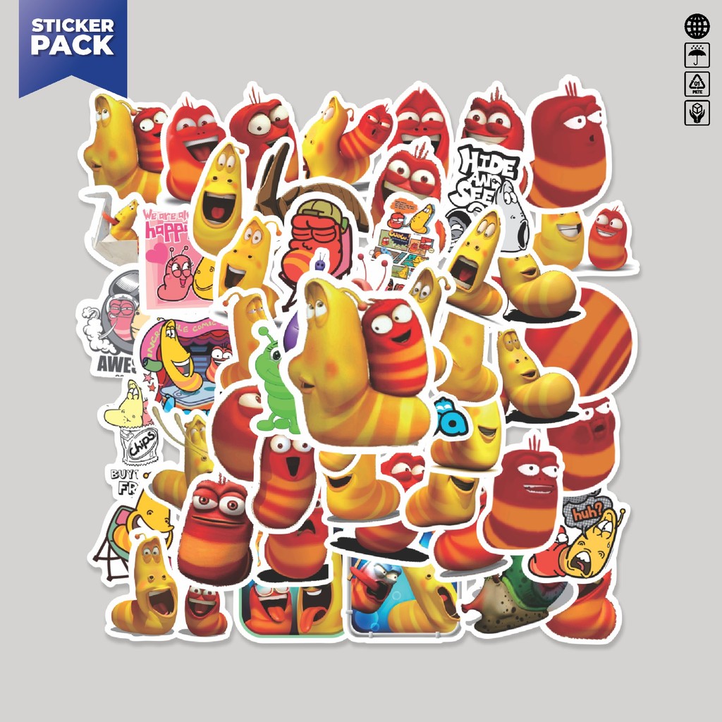 

[100PCS]Stiker Pack Sticker Kartun Larva Sticker Aesthetic Vinyl Anti Air Dekorasi Sticker Laptop Buku Journal Koper Helm Casing HP Gitar Helm Skateboard