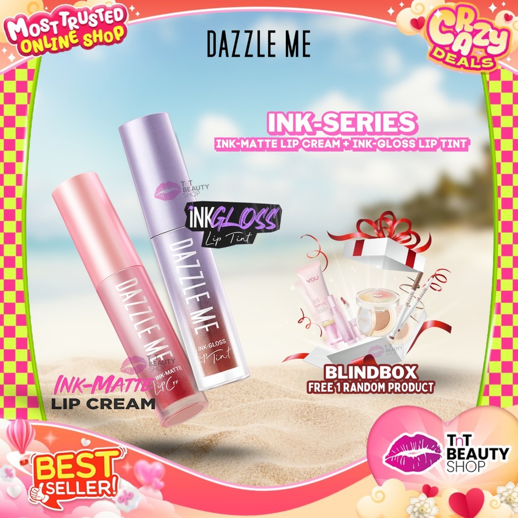 DAZZLE ME Ink-Gloss Lip Gloss Tinted Stain Tint Watery Ink Gel Moist Hydrating | TnT Beauty Shop