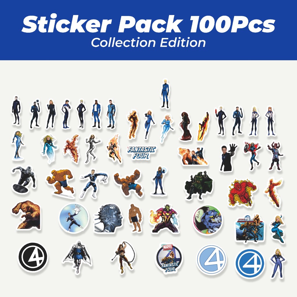 

Hot Sticker Kartun Fantastic Four Sticker Lucu Anti Air Stikers Berperekat Waterproof Sticker Decal Buat Motor Helm Buku Journal Koper Casing HP Laptop Botol Minum
