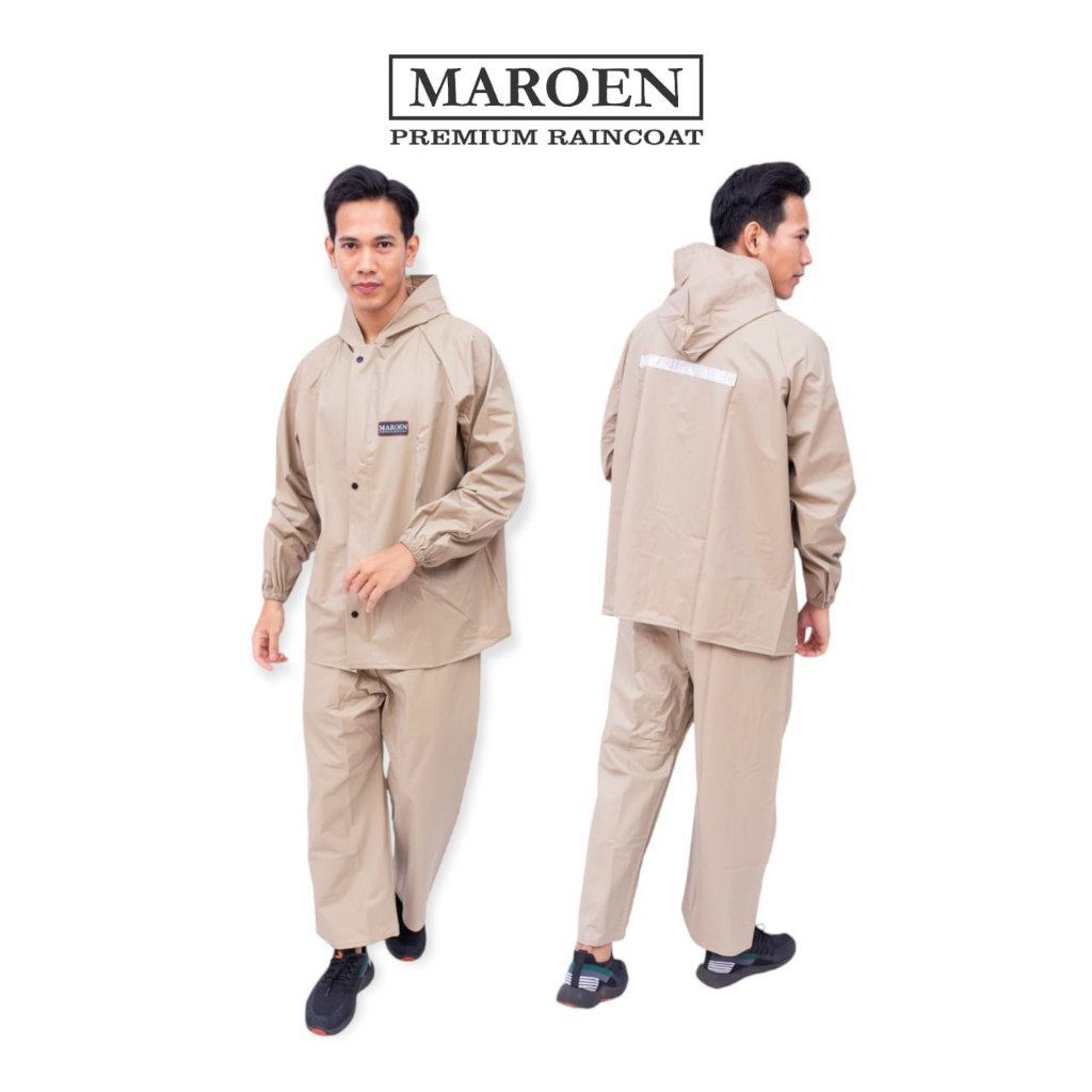 JAS HUJAN WANITA PRIA BY MAROEN ORIGINAL RAINCOAT SETELAN BAJU CELANA BAHAN TEBAL PVC 0.25 MURAH GRO