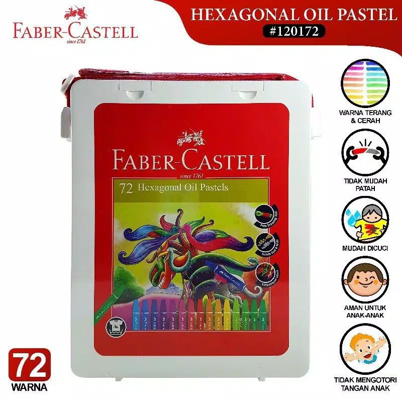 

Crayon 72 warna faber castell / Hexagonal Oil Pastel 72 faber castell