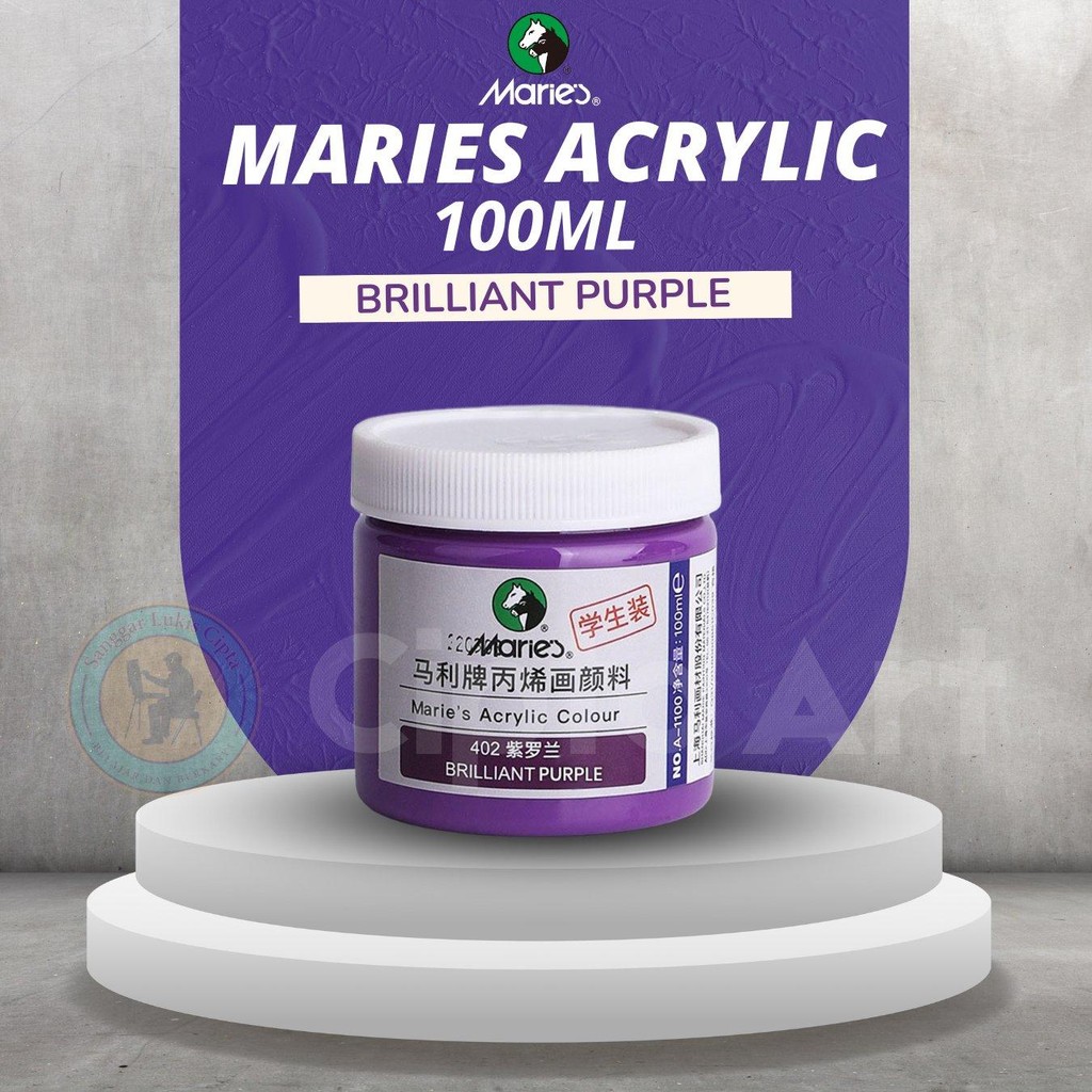 

Maries Cat Akrilik Maries 100ml (Brilliant Purple) Warna Tajam Tahan Lama untuk Lukisan Profesional - Painting