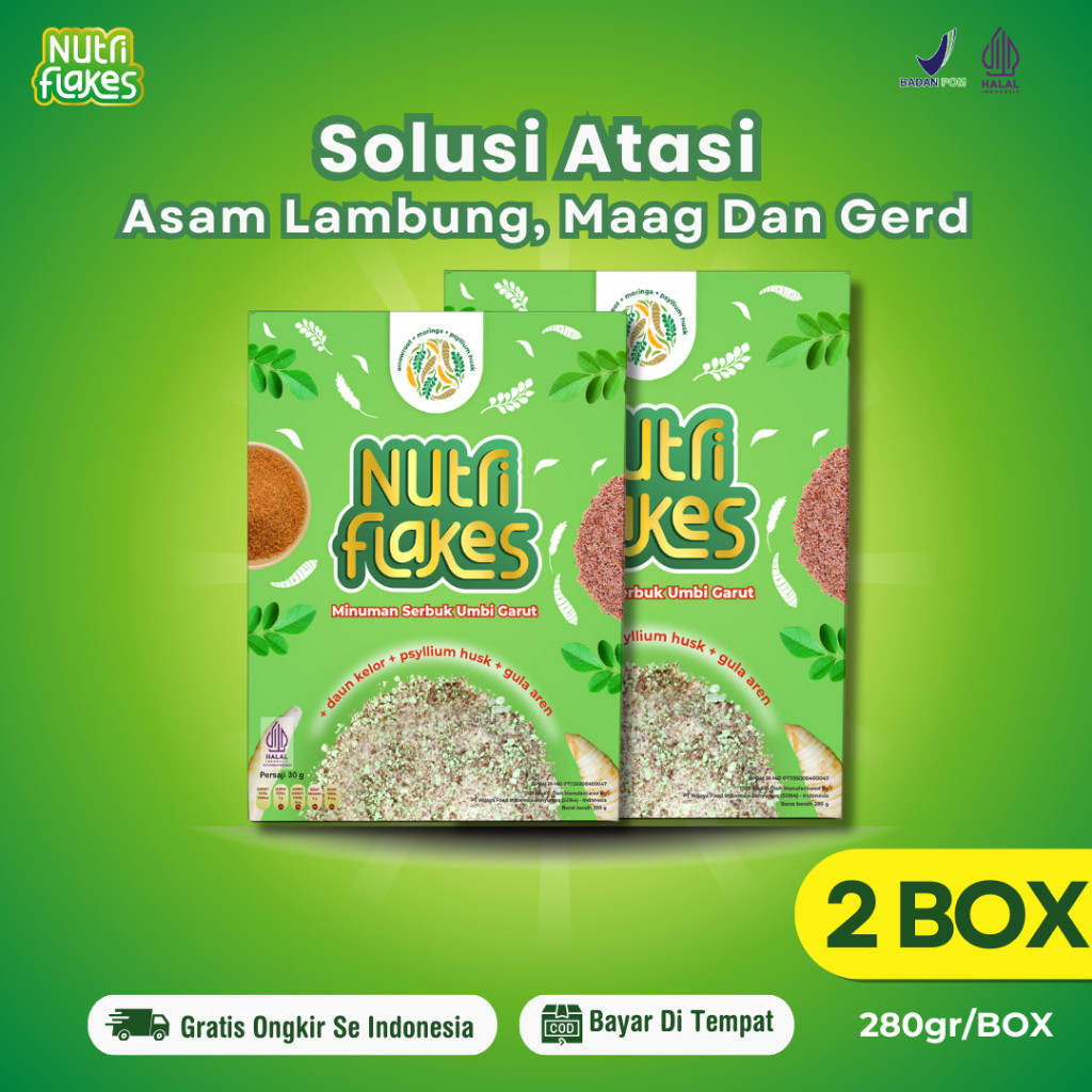 

Nutriflakes Sereal Umbi Garut Atasi Asam Lambung, Gerd Dan Maag Paket 2 Box