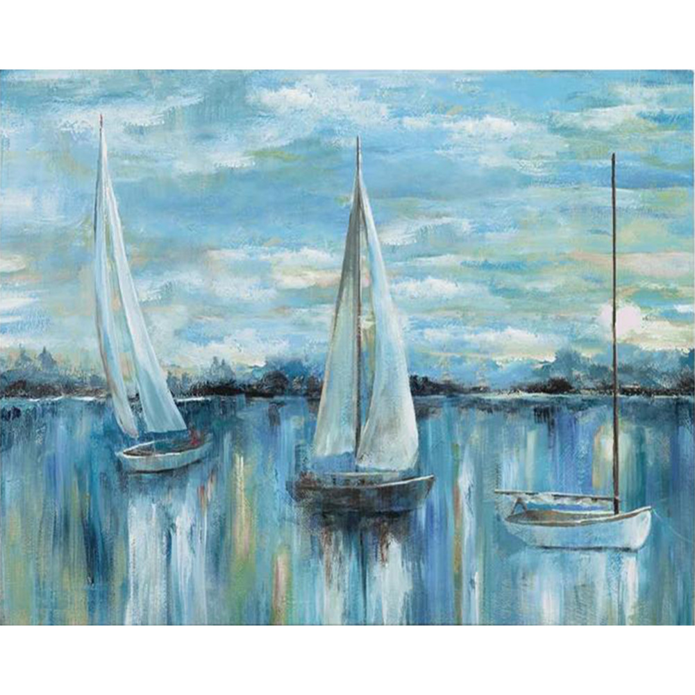 

Sailboat Oil Paint By Numbers Kit Frameless Drawing Picture Home Wall Decor