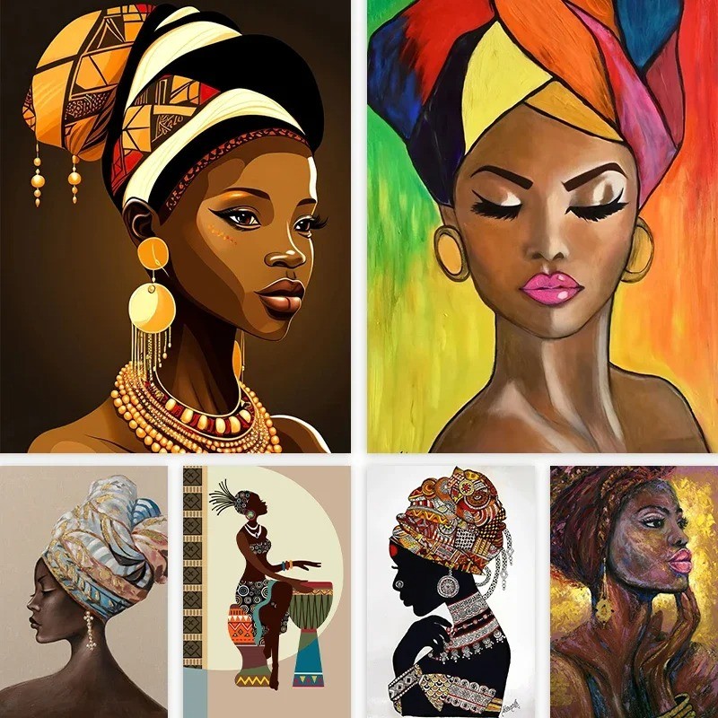 

Africane Woman Africa Art Retro Cultural Classic Colorful Canvas Painting Wall Prints Living Home Room Poster Picture Decoration