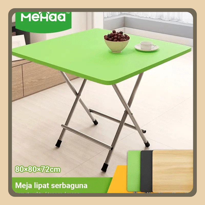 Mehaa Meja Lipat Kayu 80x80 dan 60x40/Meja Makan Lipat/Meja Makan Portable/Meja Lipat Serbaguna
