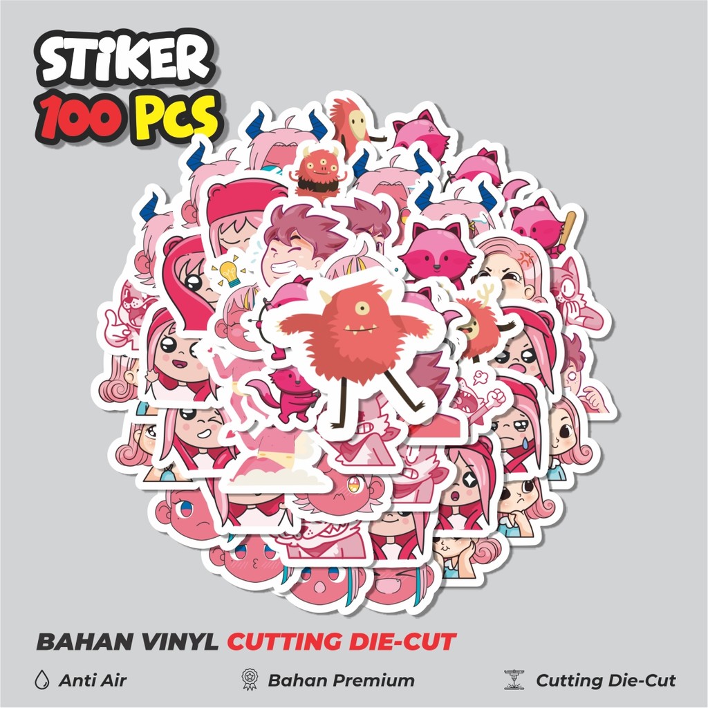 

Terbaru! 50 pcs Stiker Pink Kartun Lucu Anime Dekorasi Lucu Kreatif untuk Notebook, Skateboard, HP