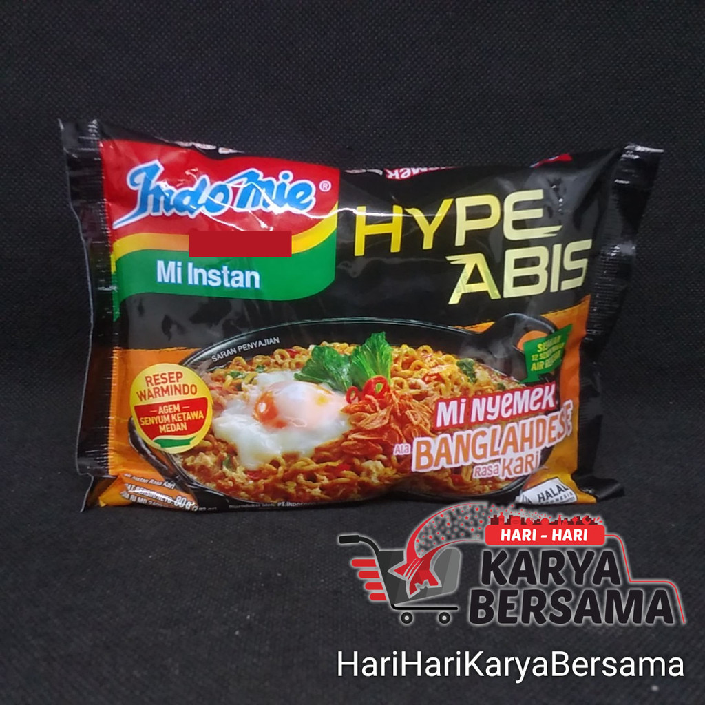 

INDOMIE GORENG HYPE ABIS MI NYEMEK BANGLAHDES'E RASA KARI 80GR