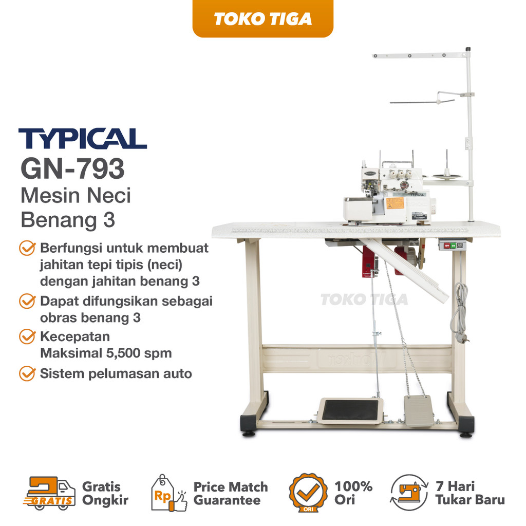 Mesin Neci TYPICAL GN793 / GN 793 - Neci 3 Benang Industrial Garmen