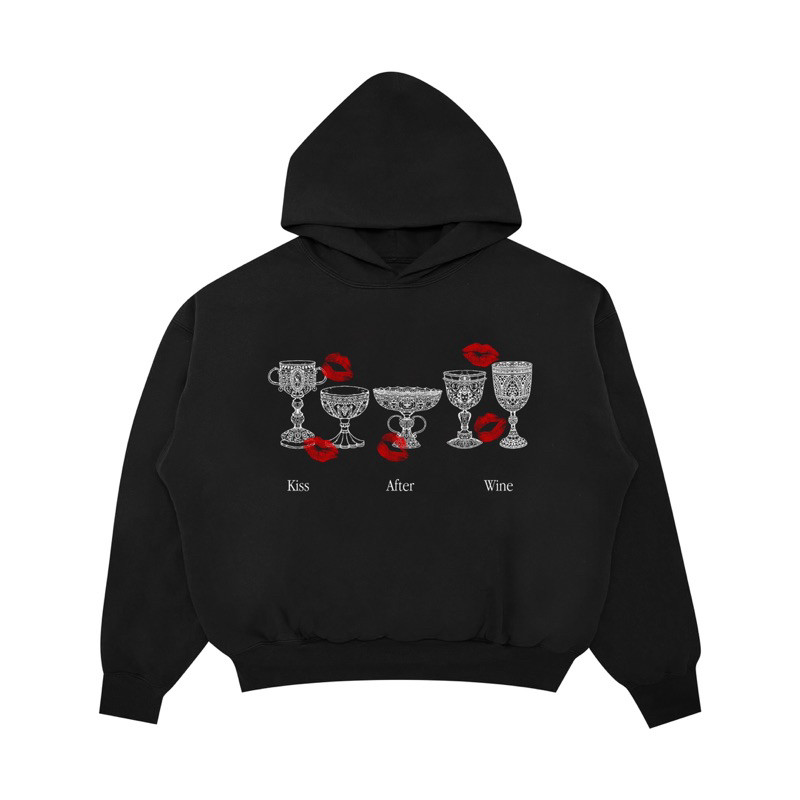 Satisfaction Hoodie Boxy 330GSM Kiss After Wine Black