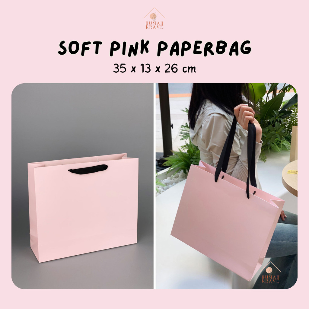 

RUMAH KRAVE - Paperbag Soft Pink Tas Kantong Hadiah Kado
