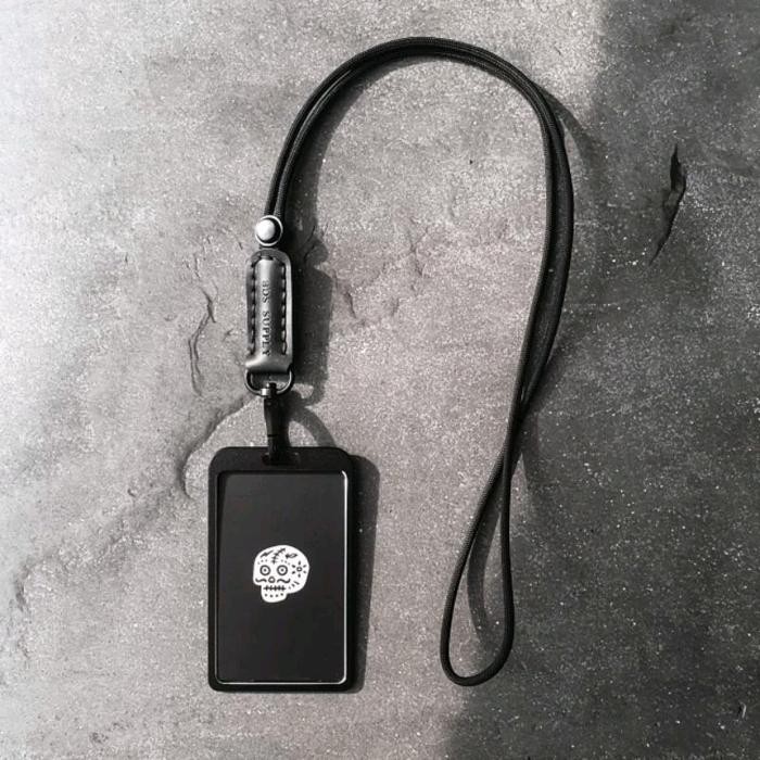 

Jaje.store BDS SCOTT - Minimalist Paracord Leather lanyard id holder - Black