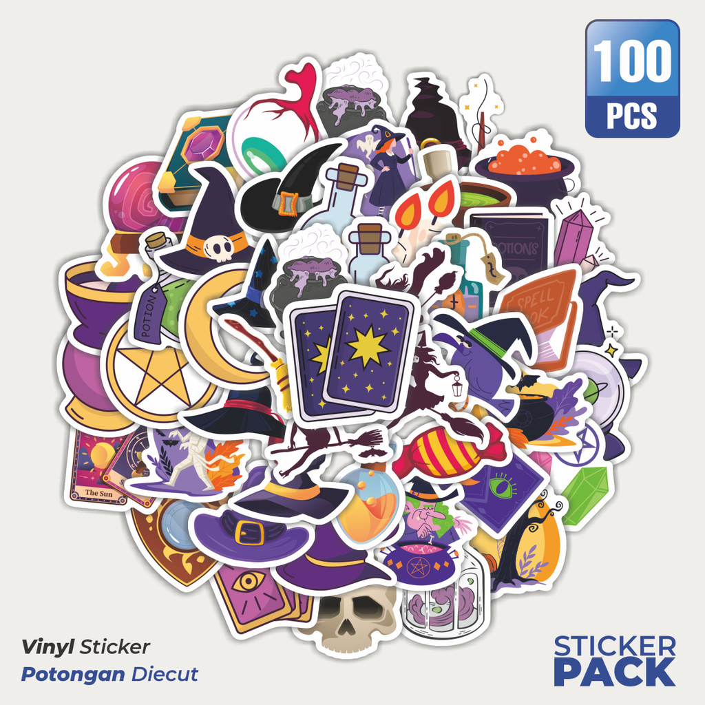 

Stiker Vinyl Stiker Kartun Witch Waterproof Aesthetic- Untuk Laptop, Motor, dan Helm - Paper Stationery Pack