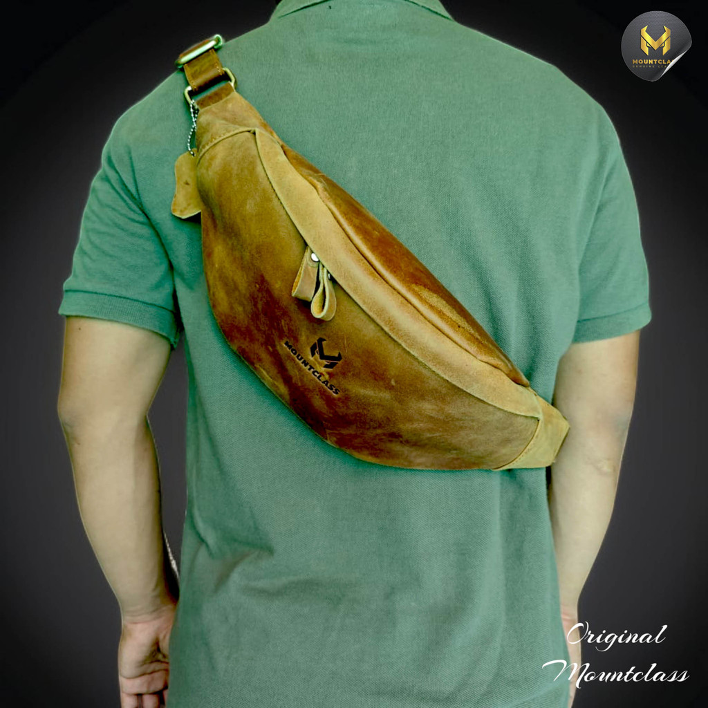 Tas Pinggang Selempang Waistbag Pria Kulit Asli Slempang Waist Bag Weistbag Selepang Multifungsi Kul