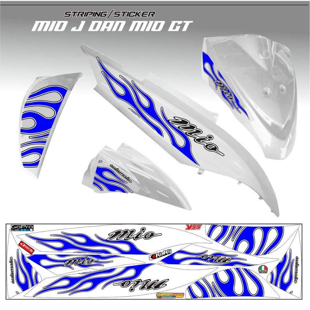 STRIPING MIO GT / STIKER  MIO J VARIASI MOTIF BARU / STIKER MOTOR MIO J VARIASI TERLARIS