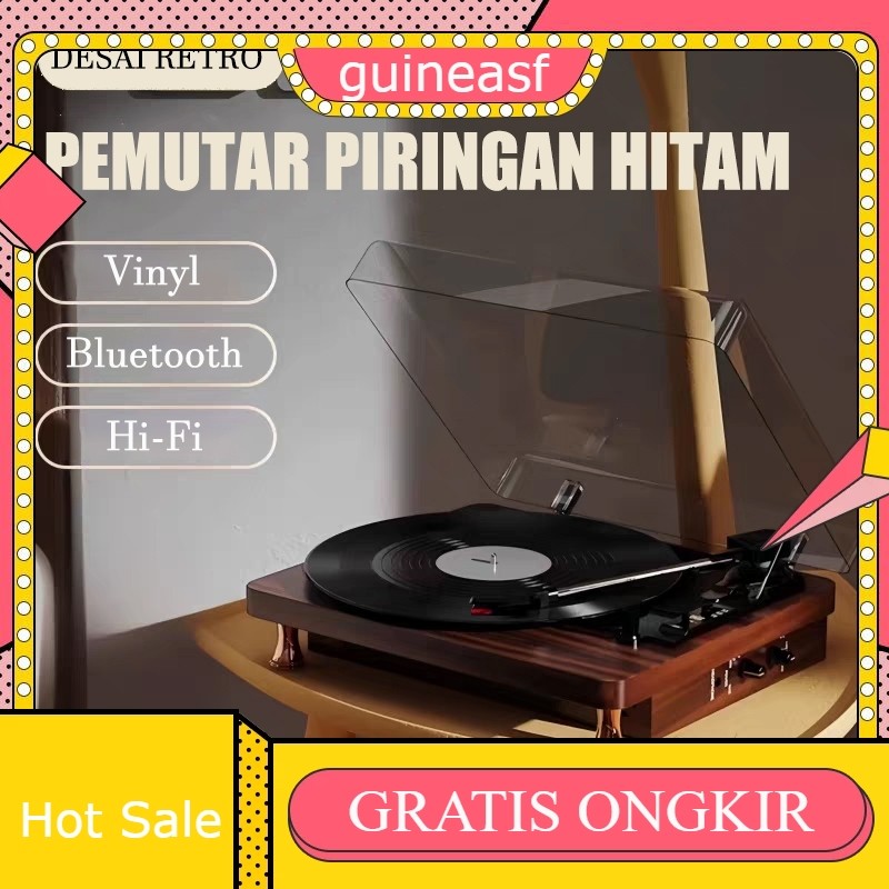 Pemutar Piringan Hitam Vinyl Player Turntable Vinyl Record Player Multifungsi Speaker Bluetooth