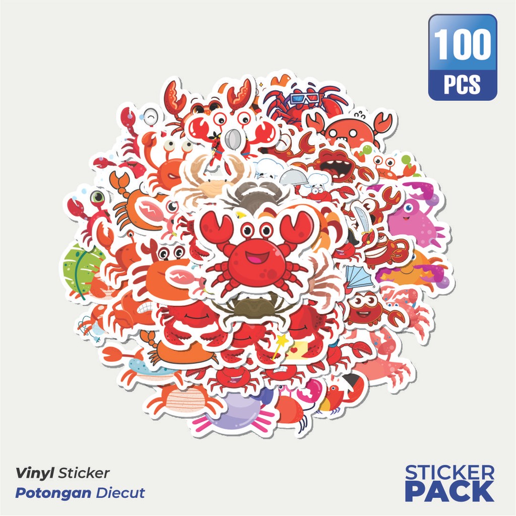 

Stiker Vinyl Stiker Hewan Kepiting Waterproof Aesthetic- Untuk Laptop, Motor, dan Helm - Paper Stationery Pack