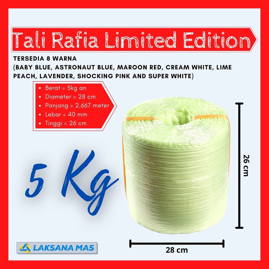 

Tali Rafia Plastik Laksanamas Super/Glossy Limited Edition Warna Special (Space Colour) ukuran ±5kg an di Jakarta/Tangerang dan sekitar nya