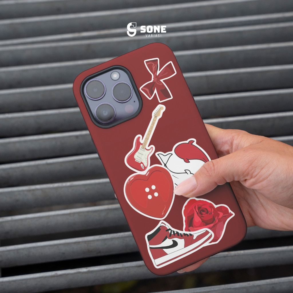 

Stiker RED AESTHETIC Vinyl Waterproof Anti Air - Sticker Aesthetic Helm Buku Journal Koper Motor Casing HP Laptop Tumbler Setiker