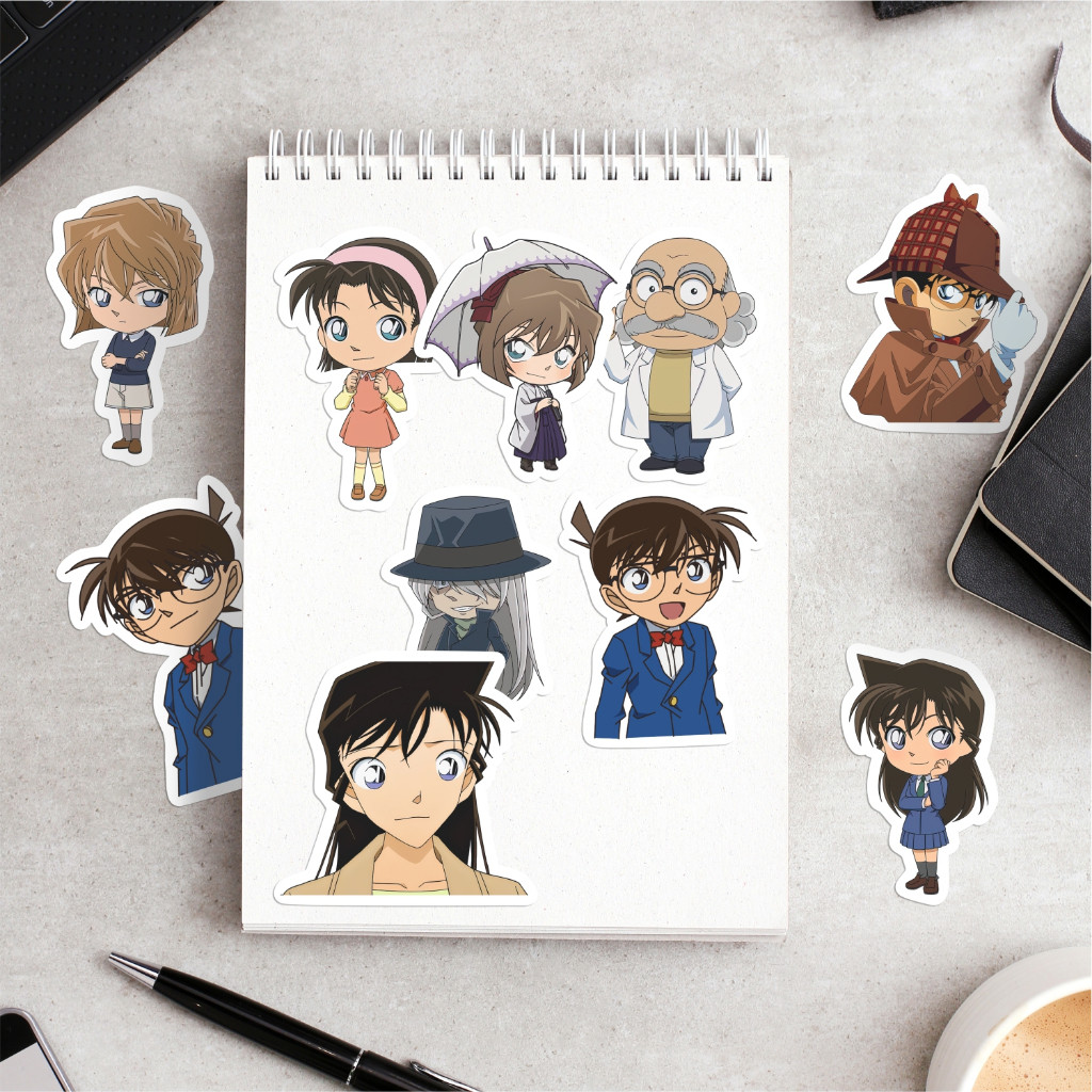 

Stiker Detective Conan Paper Vinyl Waterproof Sticker Anime Buku Journal Koper Casing Phone Thumbler