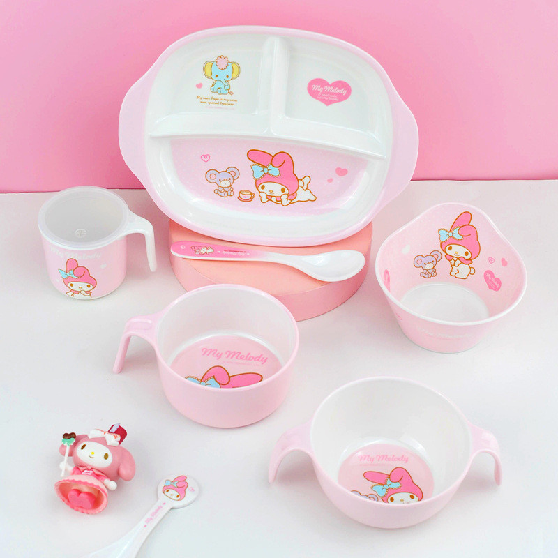 Alat Makan Anak Melamin Karakter Melody / Piring Mangkuk Gelas Sendok Melamin Melody