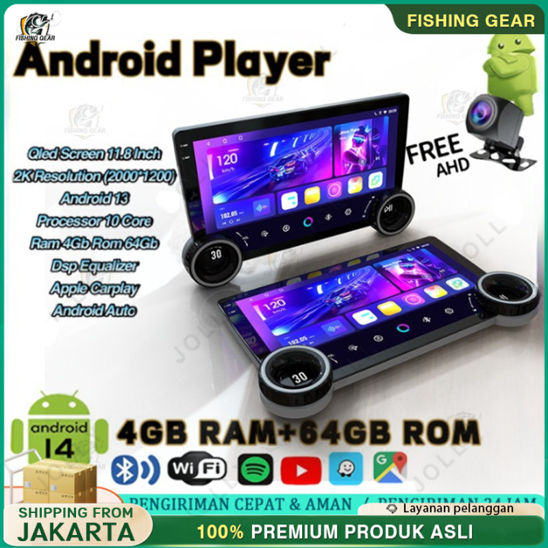 COD/4G+64G IPS Screen Head Unit Android 7/9/10/11.8 Inch Car Android 13 Navigasi Untuk TOYOTA Daihat