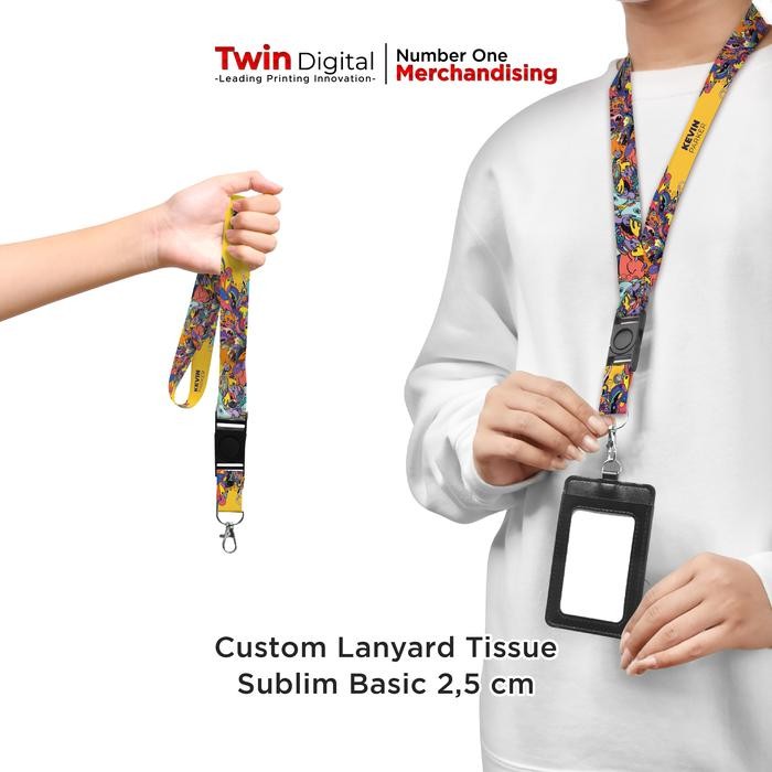

【YANA-M】COD!!! Custom Lanyard Tissue Sublime Basic 2,5cm Tali ID Card Kalung Name Tag - 1 Sisi, Template