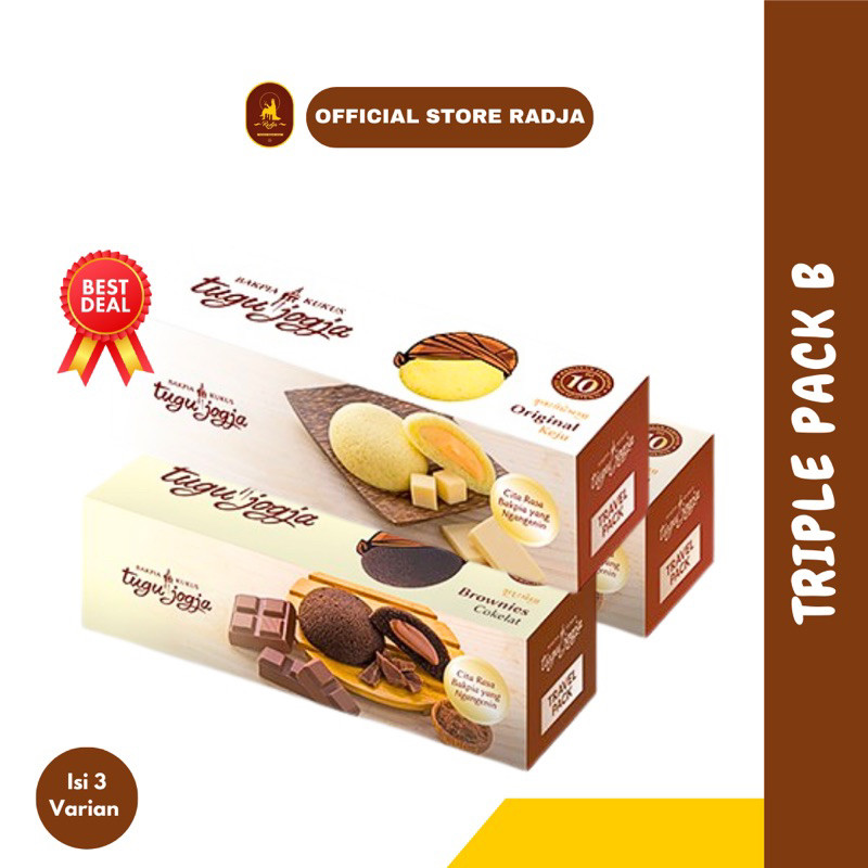 

TRIPLE PACK B ( Bakpia Kukus Tugu Original Cokelat + Original Keju + Brownies Cokelat ) - Oleh Oleh Jogja
