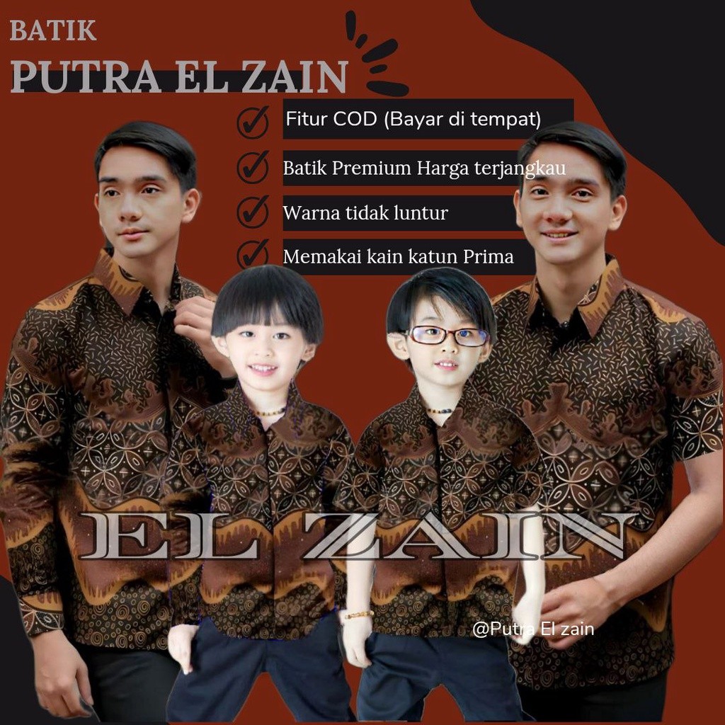 HIGH QUALITY Terbaru Kemeja Batik Terakota Batik Premium Batik Ayah dan Batik Anak Cowok Batik Merah