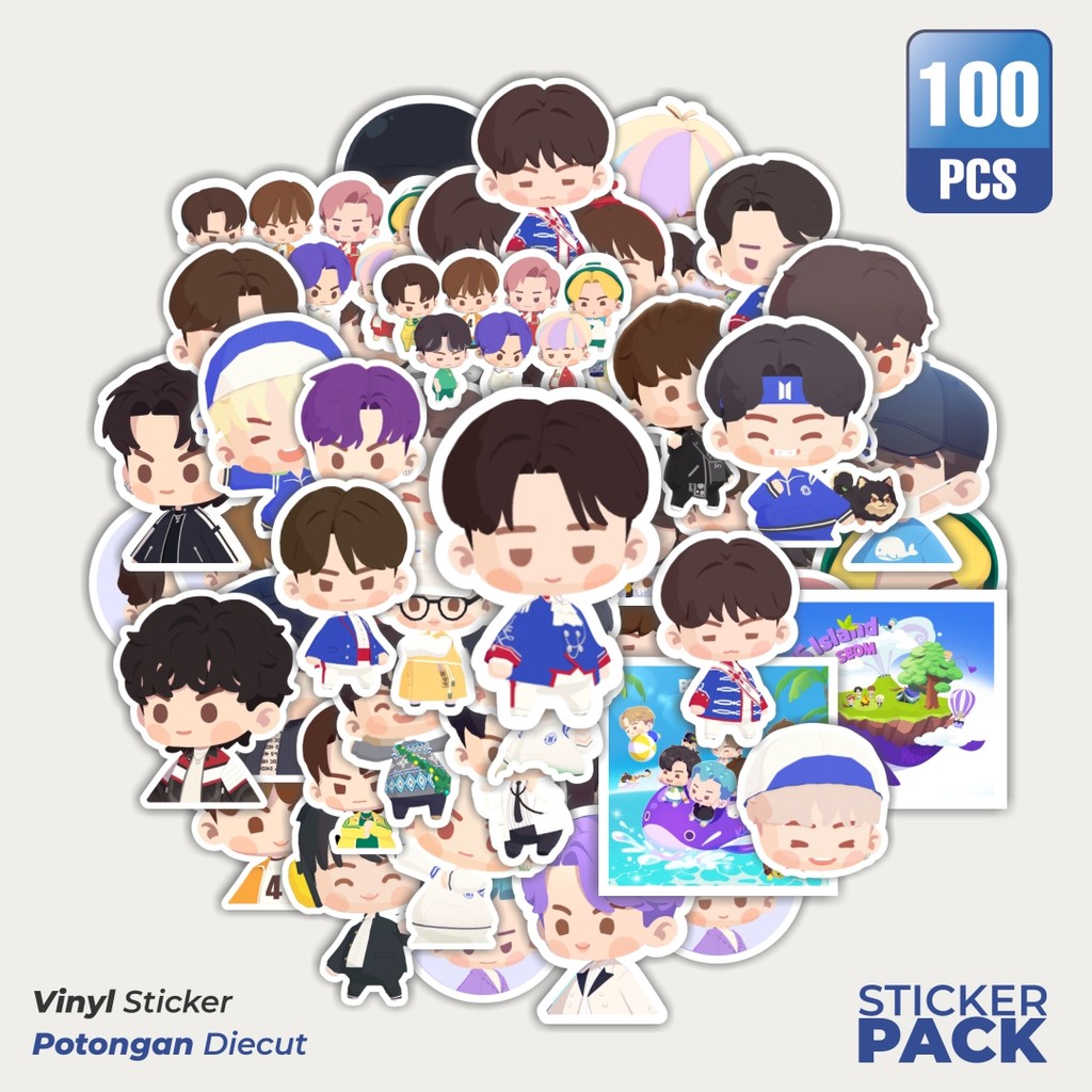 

Stiker Vinyl Stiker Boy Band Korea BTS Cartoon/Kartun Waterproof Aesthetic- Untuk Laptop, Motor, dan Helm - Paper Stationery Pack